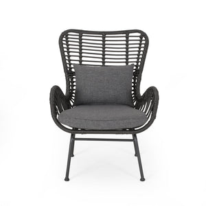 Modern Aesthetic Outdoor Rattan Accent Chair With Metal Legs