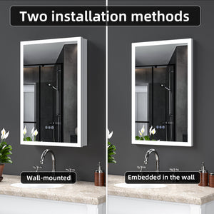 LED Lighted Medicine Cabinet with Mirror, 20"x30"