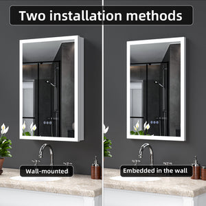 LED Lighted Medicine Cabinet with Mirror, 20"x30"