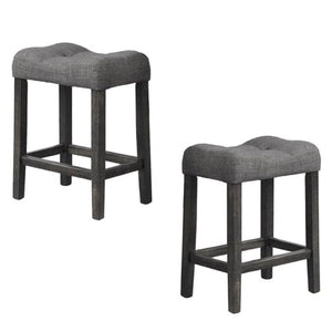 Transitional Style Counter Height Dining Stool With Footrest (Set of 2)