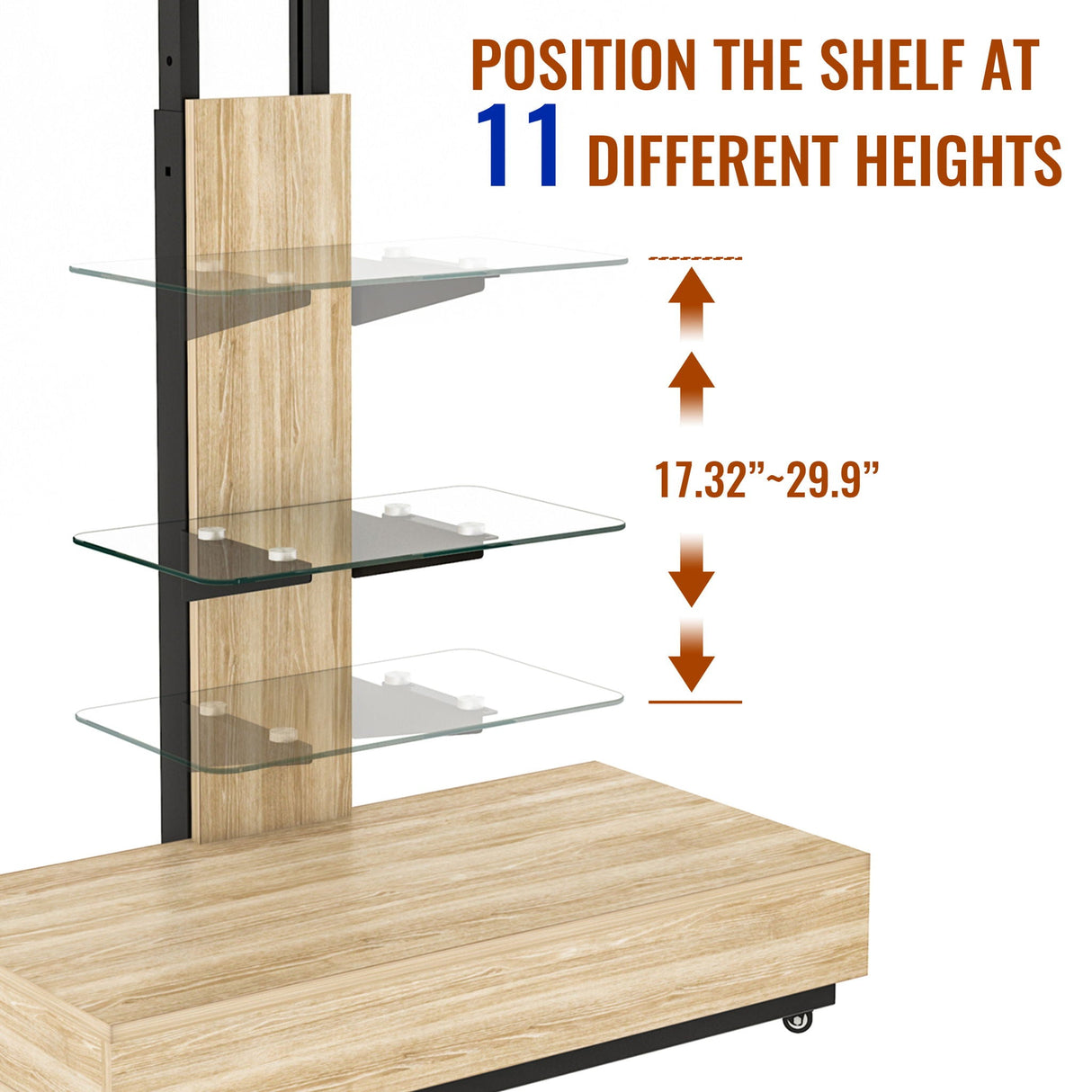 Adjustable Height Mobile TV Cart