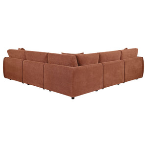 Elysia 5-piece Chenille Upholstered Modular Sectional Sofa Coral