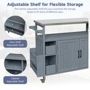 54.33" Farmhouse Rolling Outdoor Kitchen Cart