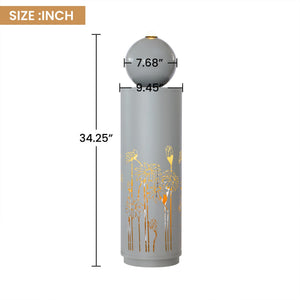 34.25'H Light Gray Metal Cutout Outdoor Water Fountain with LED Lights