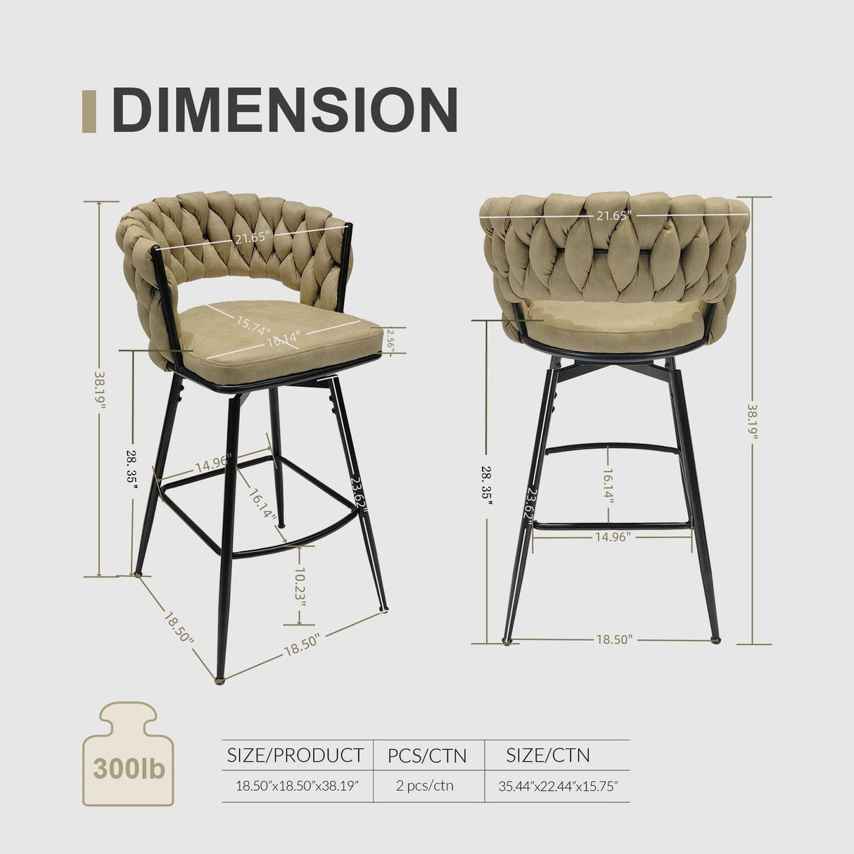 Bar Stool 360 Swivel With Back Footrest