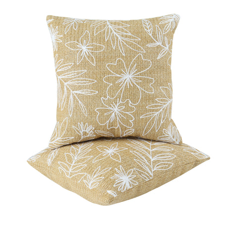 2 Pack Weatherproof Outdoor Cotton Pillow Set, Water and Fade Resistant