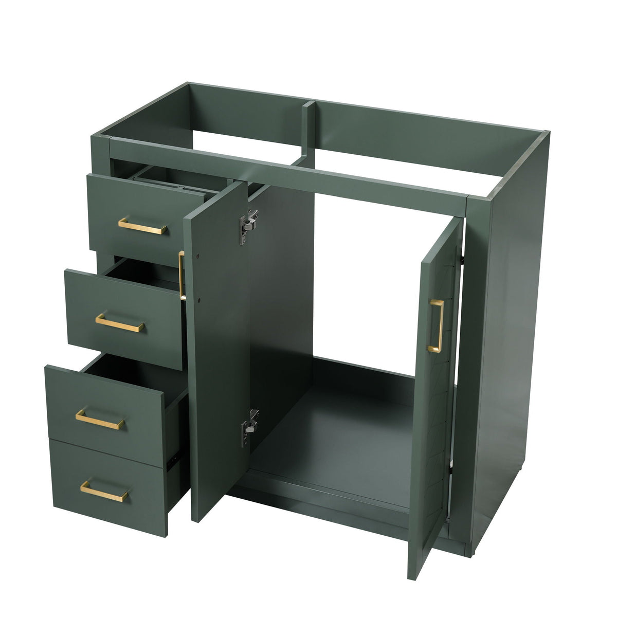 Retro Style Bathroom Vanity, 3 Drawers & Soft Closing Doors