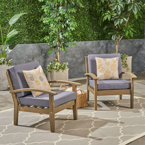 Peyton Club Chair Outdoor Seating Acacia Wood Dark Gray