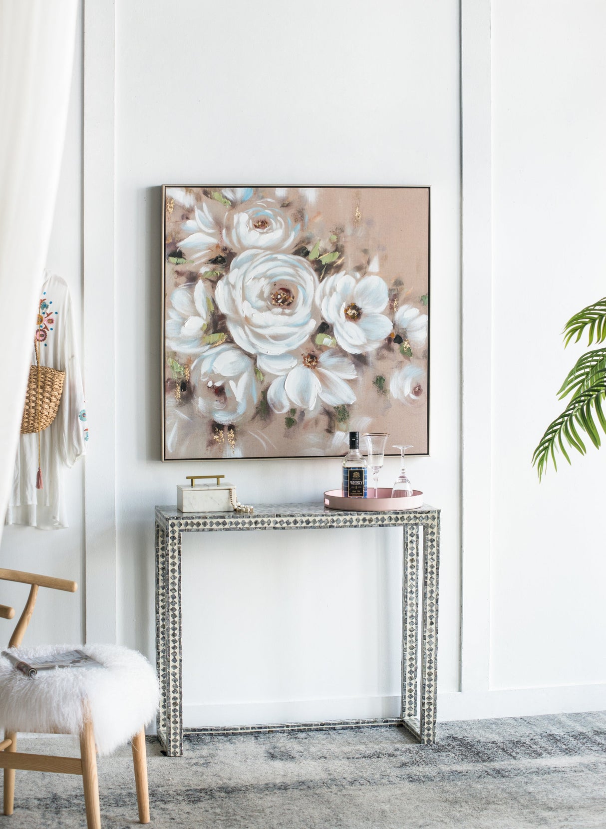 36" x 36" Square Framed Wall Art Flower Canvas Print