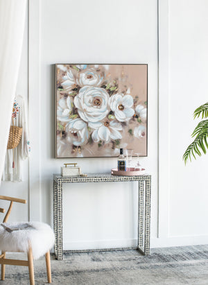 36" x 36" Square Framed Wall Art Flower Canvas Print