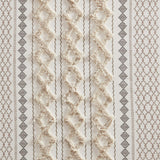 Cotton Printed Curtain Panel with Chenille Stripe and Lining Ivory 50x84