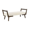 Mid-Century Bench with Wood Legs - Upholstered Seating - Beige or Dark Brown