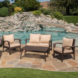 Honolulu 4PC PE Wicker Outdoor Seating Set in Brown and Tan