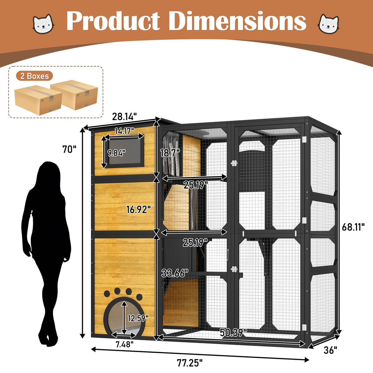 GO Large Cat Catio 4 Tiers Cat Enclosure for Outdoor Cats