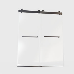 Frameless Double Sliding Soft-Close Shower Door, 3 / 8" (10Mm) Thick SGCC Tempered Glass Door, Matte