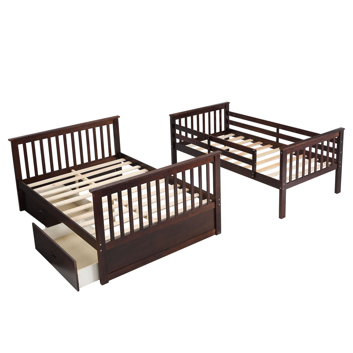 Bunk Bed With Ladder, And Safety Guard Rails