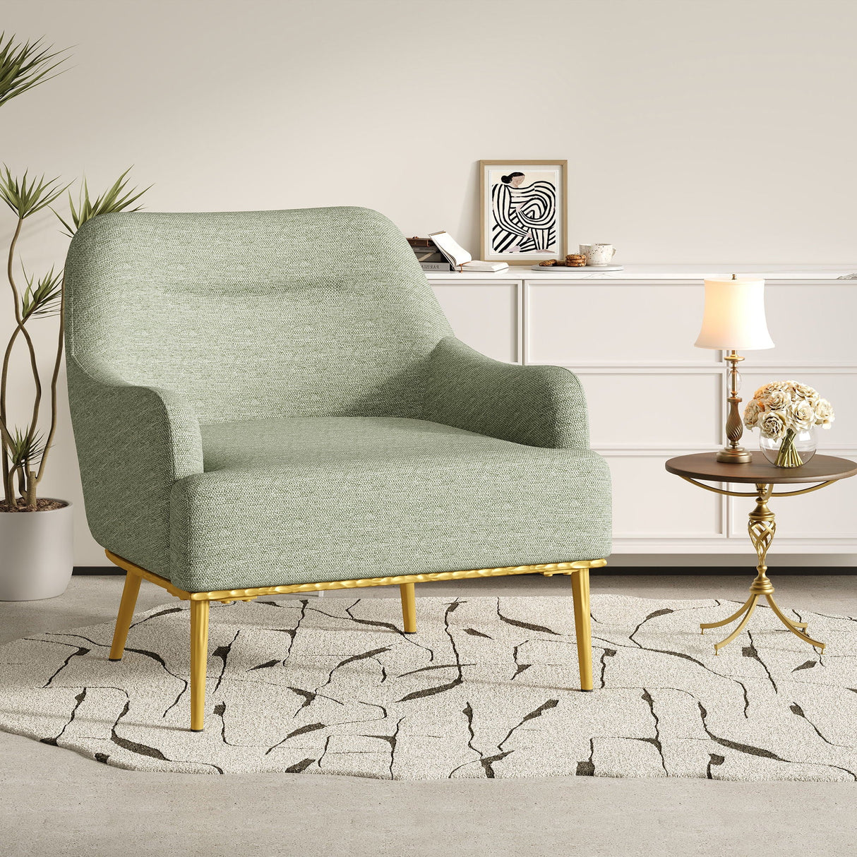 Modern Elegance Accent Chair With Curved Backrest