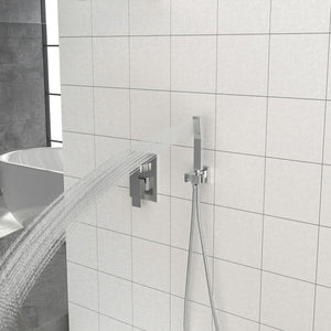 Dual Shower Head System with 12" Square Rain Shower and Valve - Black, Gray, Pearl Silver, Gold