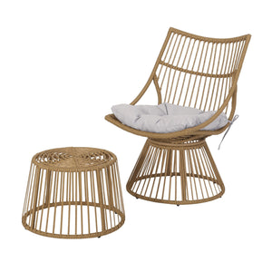 2 Piece Rattan Patio Set With Club Chair And Side Table