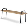 Light Brown Entryway Bench with Metal Legs - Solid Wood