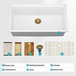 Quartz Composite Kitchen Sink With Undermount Design, Durable Single Bowl Workstation