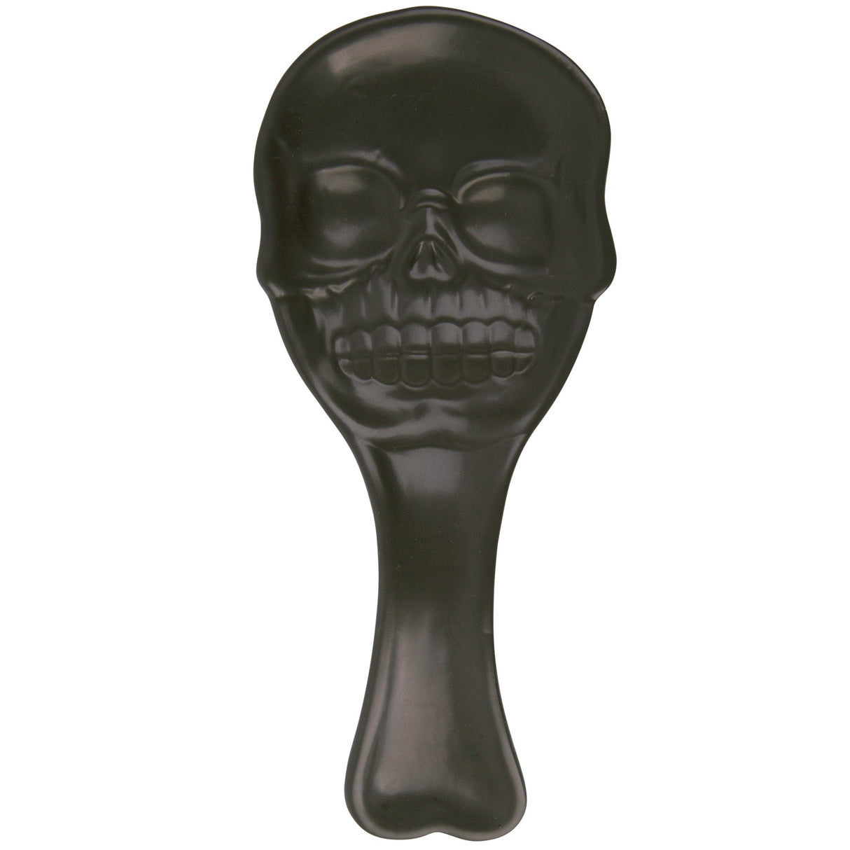 8.5"L Matte Black Skull Spoonrest