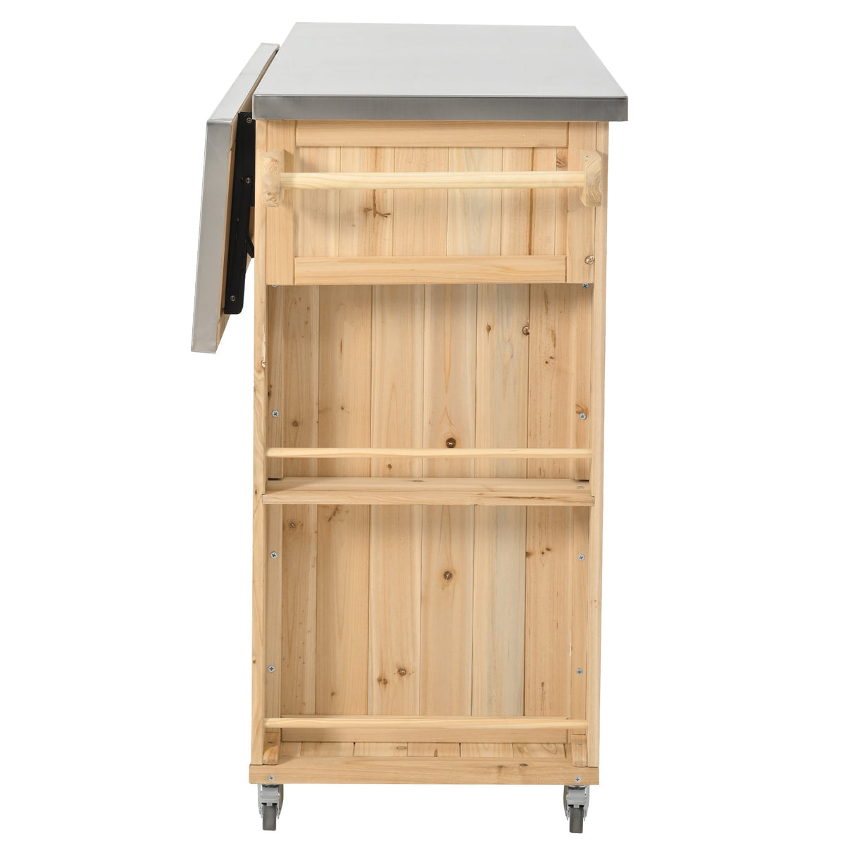 Outdoor Kitchen Island Fir Wood Kitchen Island with Stainless Steel Top