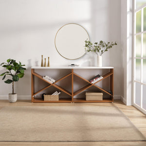 70.87 Inch Farmhouse Console Table in White
