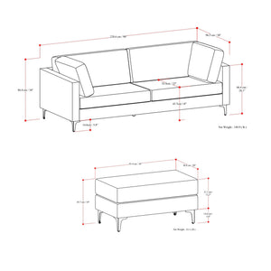Ava - Mid Century Sofa With Ottoman Set