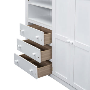 Loft Bed With Built In Wardrobe, Shelves And Drawers