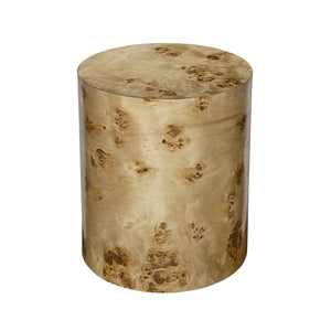 20x20x24 Burl Wood Brown Cylinder Side Table