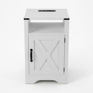 Farmhouse Nightstand, Charging Station & Storage
