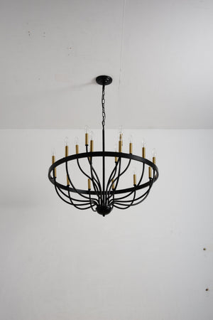 15-Light Industrial Iron Candle Chandelier Modern Farmhouse Pendant Light