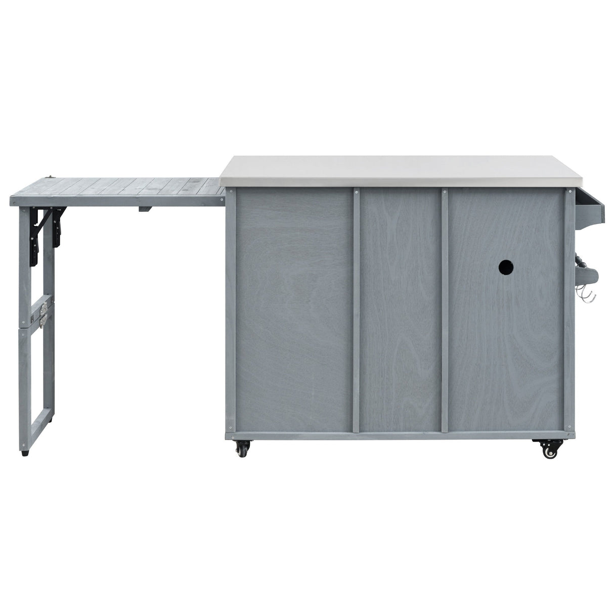 K&K 78.3' Outdoor Kitchen Island with Foldable Grill Table