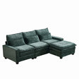 Modern-Comfy-Chenille-L-Shaped-Sectional-Sofa-with-Movable-Ottoman,-Green,-99''-Sofas-&-Sectionals