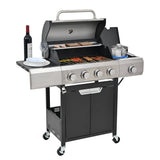 Propane Grill 4 Burner Stainless Steel Gas Grill with Side Burner