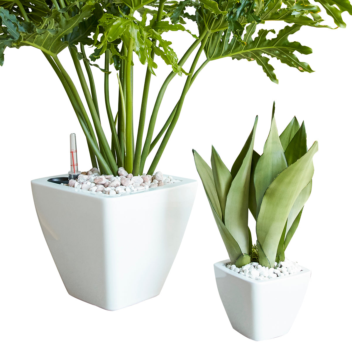 2-Pack-Smart-Self-watering-Planter-Pot-for-Indoor-and-Outdoor-White-Square-Cone-Pots-&-Planters
