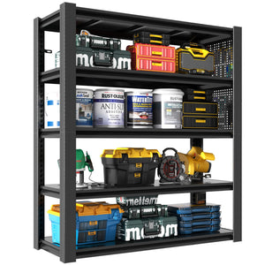 Industrial 5-Tier Adjustable Shelving Unit With Pegboard Heavy-Duty Storage