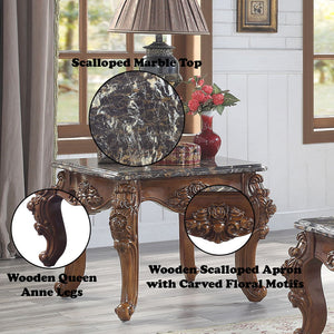 Forsythia - End Table - Marble Top & Walnut