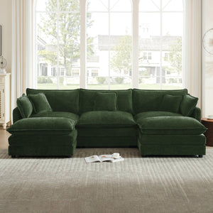 U-Shaped Sectional Sofa with Reversible Footrest