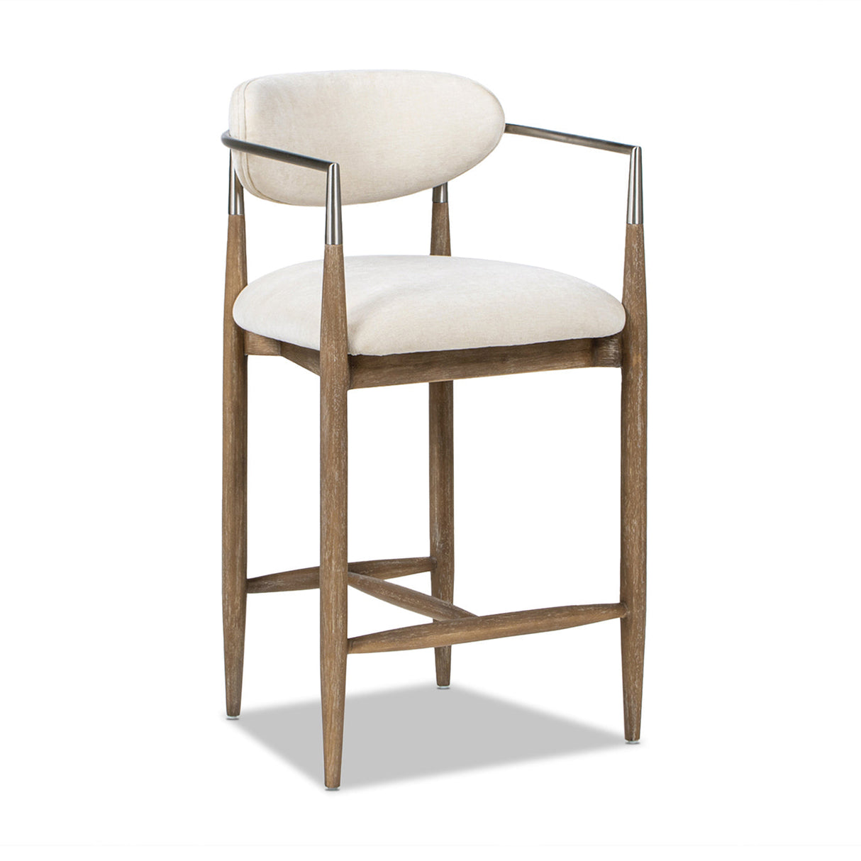 Artemis 26' Mixed Material Upholstered Counter Stool, Warm White Chenille