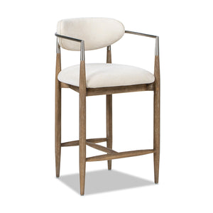 Artemis 26' Mixed Material Upholstered Counter Stool, Warm White Chenille