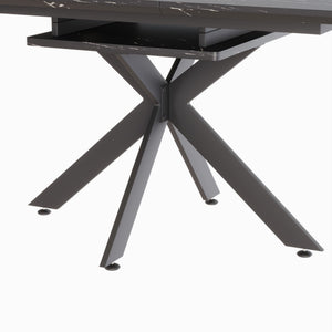Extendable Dining Table Set With Curved Backrest Upholstered Chairs