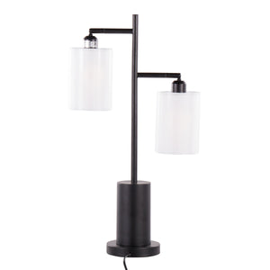 Cannes Contemporary Table Lamp in Black Metal with White Shades