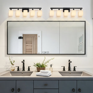 5-Light Matte Black Bathroom Lighting