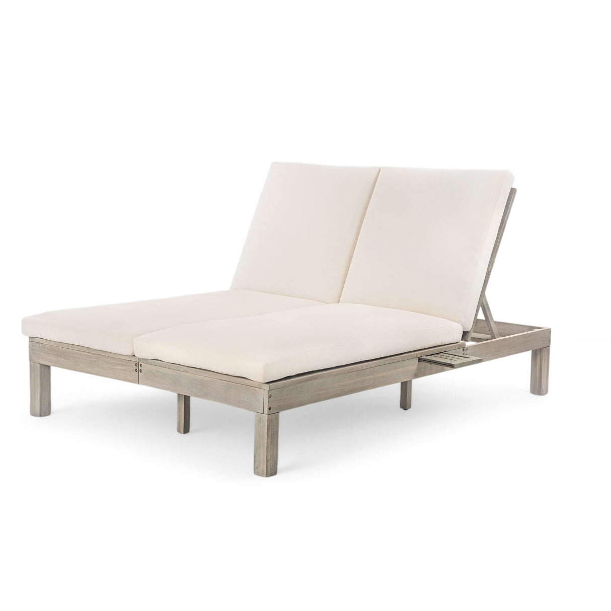 TREXM 5-Position Adjustable Backrest Double Chaise Lounge Outdoor