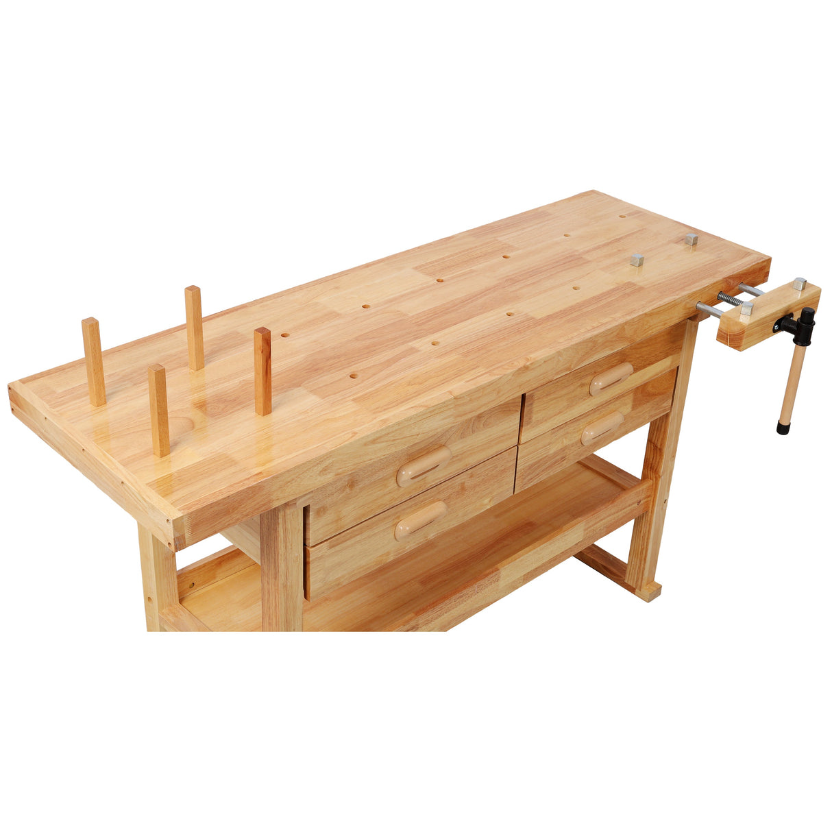60-Inch Rubber Hardwood Workbench with 4 Drawers