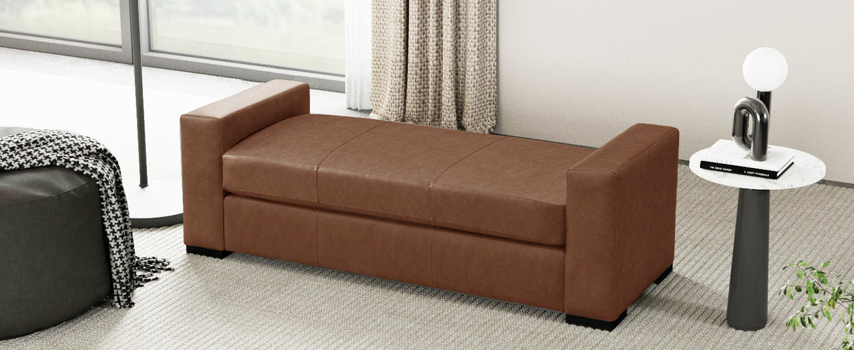 Stylish and Durable Brown Faux Leather Bench