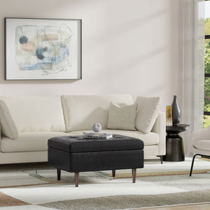 Shay - Large Square Coffee Table Storage Ottoman Mid-Century Style