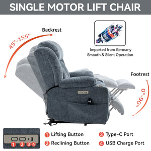 Chenille Power Lift Recliner Chair with Massage & Heating
